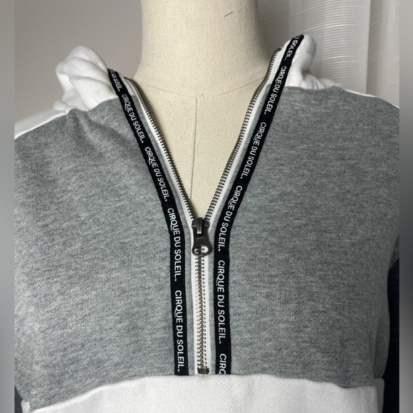 Cirque Du Soleil 1/4 Zip Fleece Hoodie Sweatshirt White & Gray Size Small - Picture 2 of 7